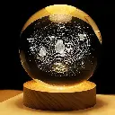 Universe Crystal Ball Night Light,3D Glass Ball Night LED Lamp with Woodern Base,Colorful LED Wooden Crystal Ball for Home Decoration Birthday Gift for Teens Boys andGirls