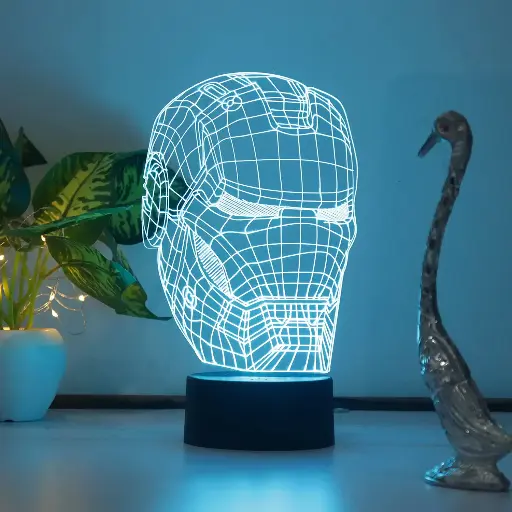starLaser 3D Illusion Iron Man534 Acrylic Led Lamp With 7 Color Changing Light & 3 Lighting Moods For Bedroom Decoration Gifts, Multi